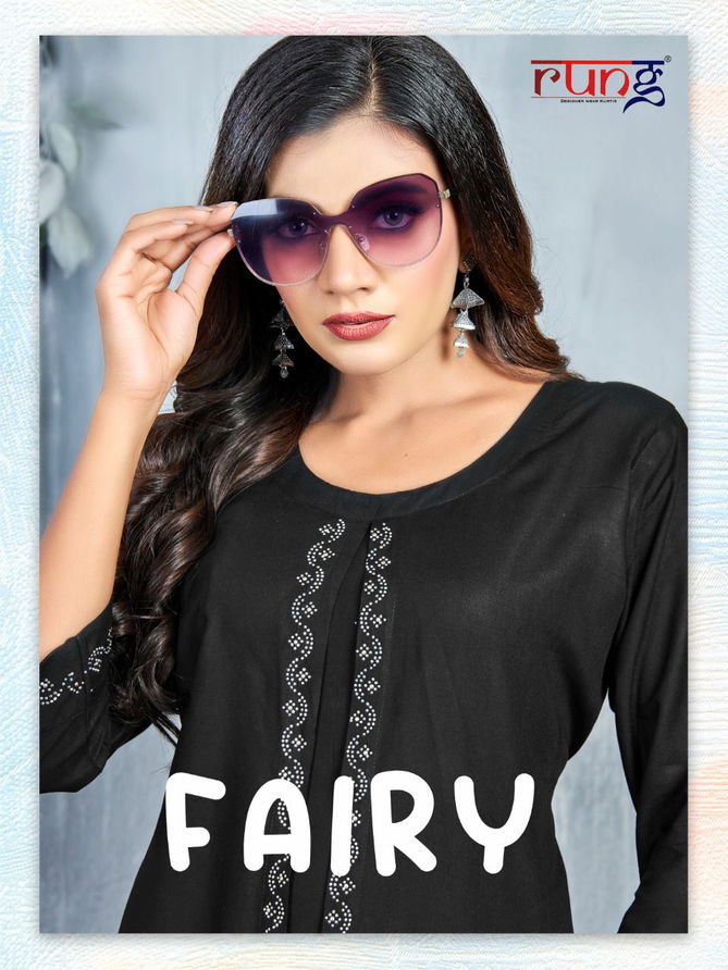 Rung Fairy Fancy Stylish Party Wear Designer Heavy Rayon Latest Kurtis Collection